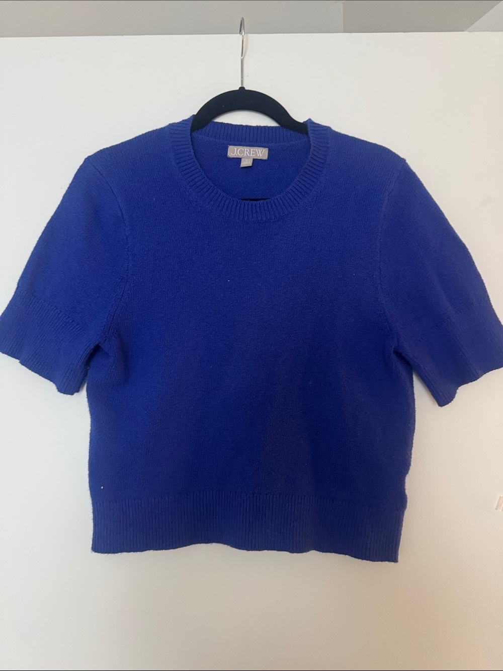 J. Crew Short Sleeve Crewneck Sweater in Cobalt Blue